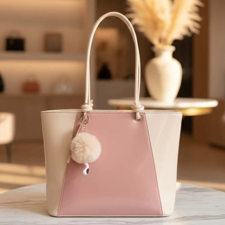 Two-Tone Elegant Tote Handbag