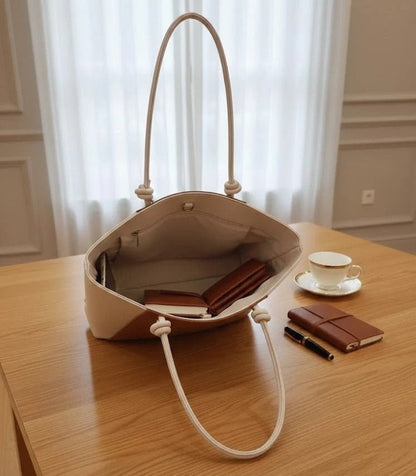 Two-Tone Elegant Tote Handbag